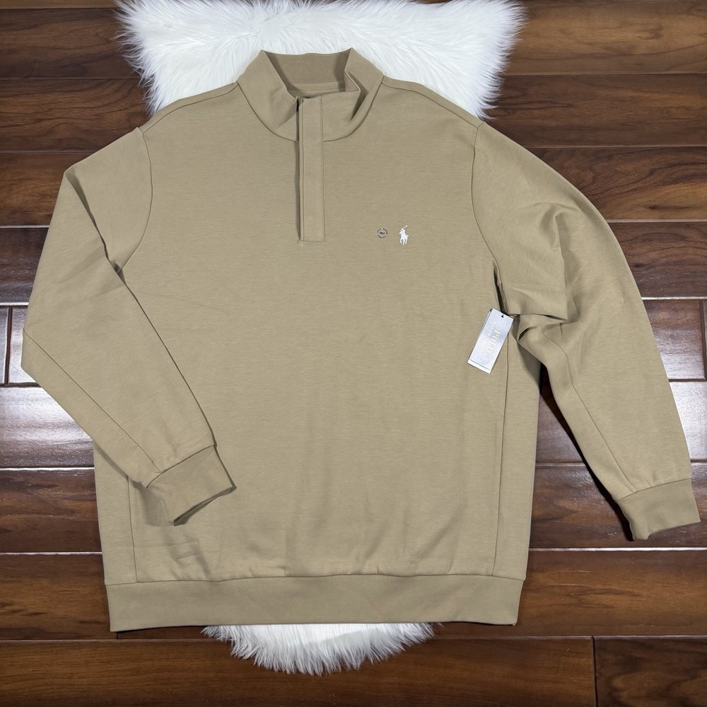 Polo Ralph Lauren Men's Size 3XB Tan Long Sleeve Snap Mock Neck Sweatshirt